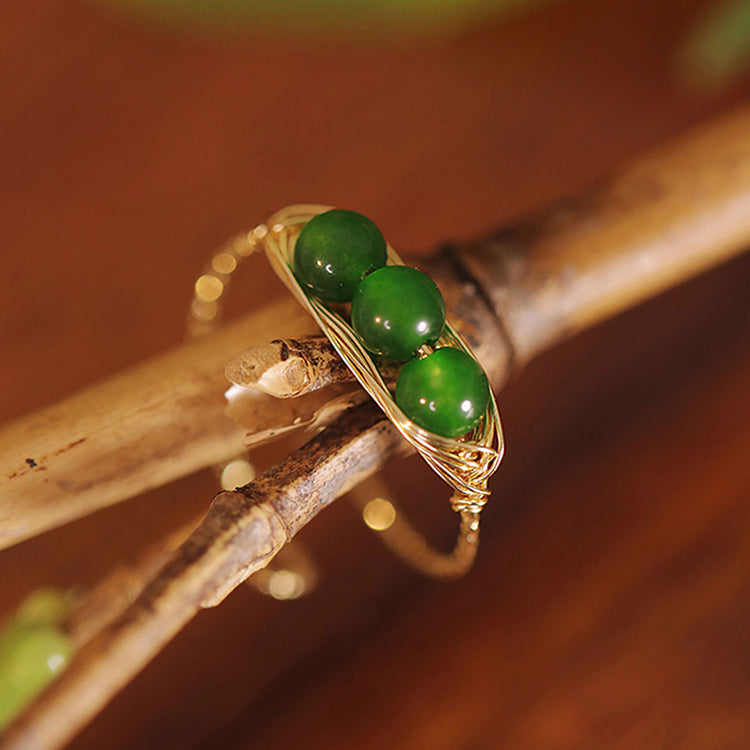 NG Fresh Pea Pod Ring | Natural Green Chrysoprase Adjustable Band