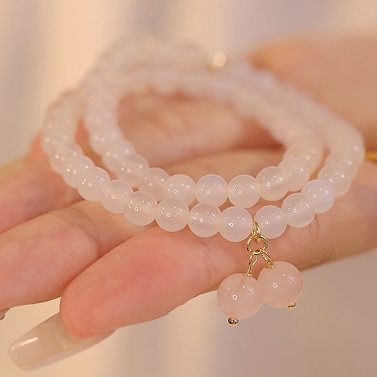 Natural Agate Gold Silk White Jade Bracelet Amber NG
