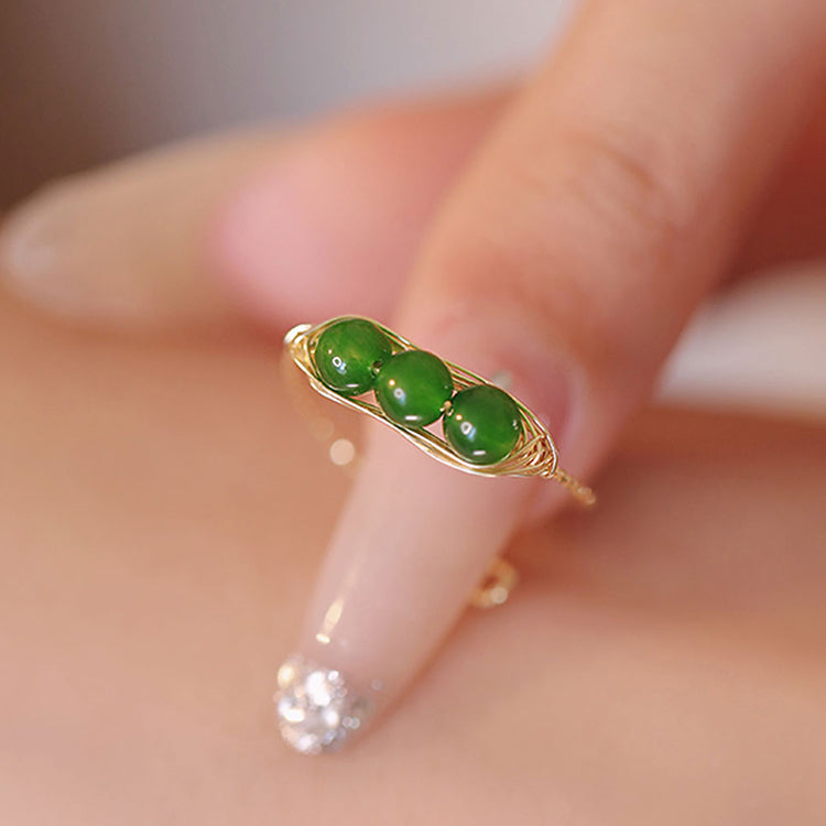 NG Fresh Pea Pod Ring | Natural Green Chrysoprase Adjustable Band