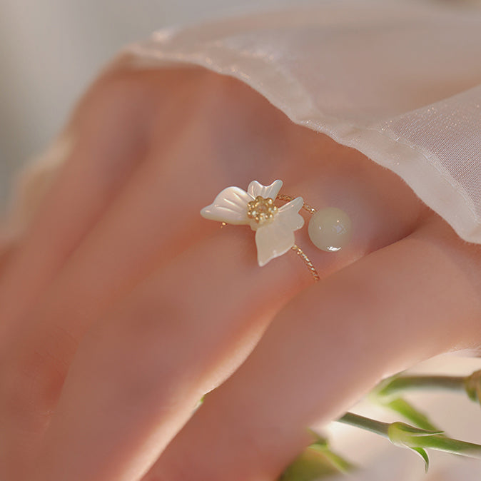 Butterfly & Jade Ring