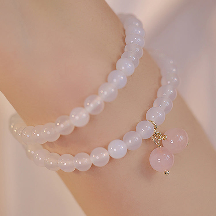 Natural Agate Gold Silk White Jade Bracelet Amber NG