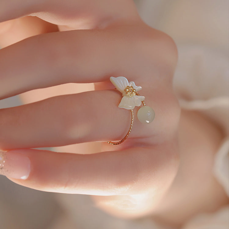 Butterfly & Jade Ring