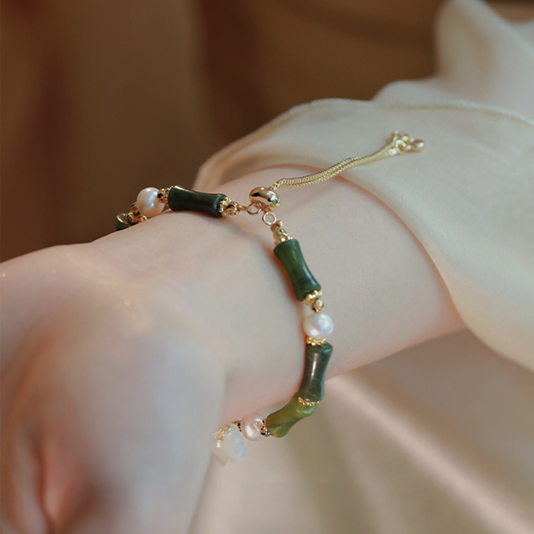 Qingling Bamboo - Southern Jade Bracelet/Earrings Amber NG