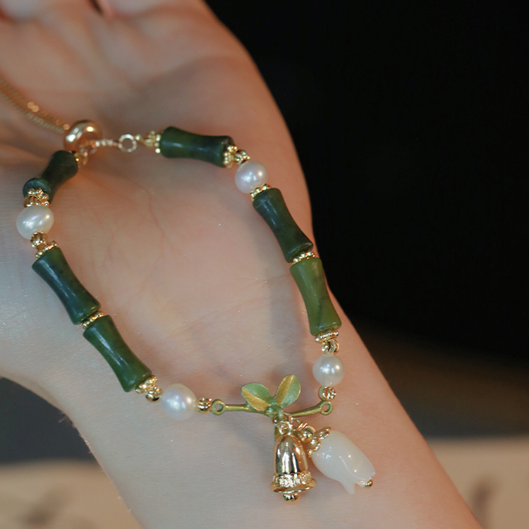 Qingling Bamboo - Southern Jade Bracelet/Earrings Amber NG