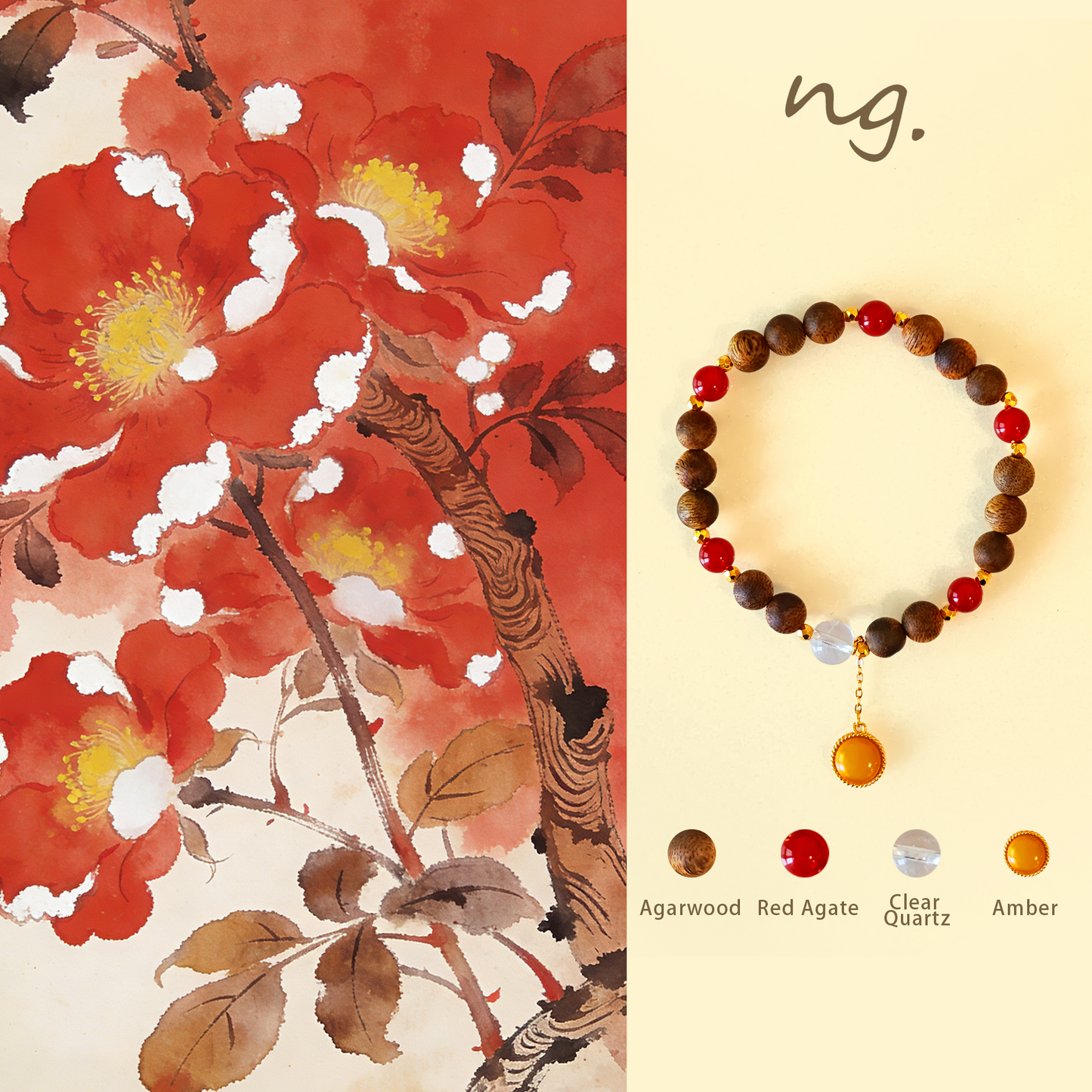 “Scarlet Dawn, Crystalline Whisper” Bracelet