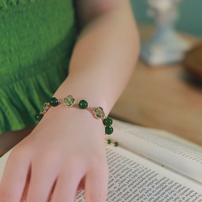 Chrysoprase Clover Bracelet Amber NG