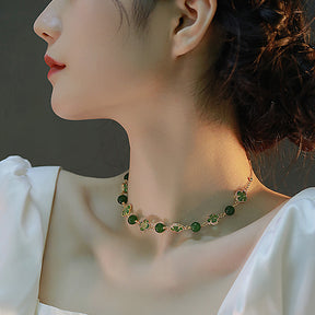 Chrysoprase Clover Necklace Amber NG