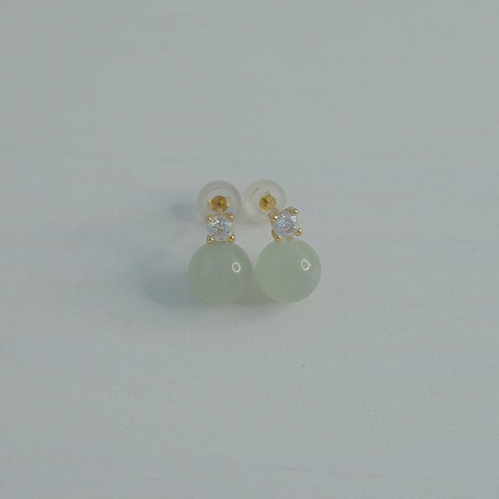 Hetian Jade Zircon Earrings Amber NG