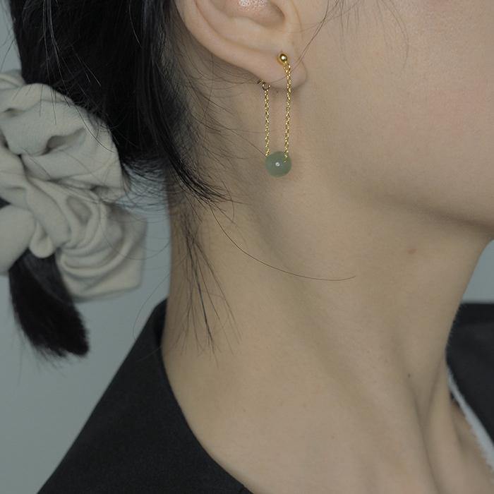 Golden Bean Hetian Jade Earrings Amber NG