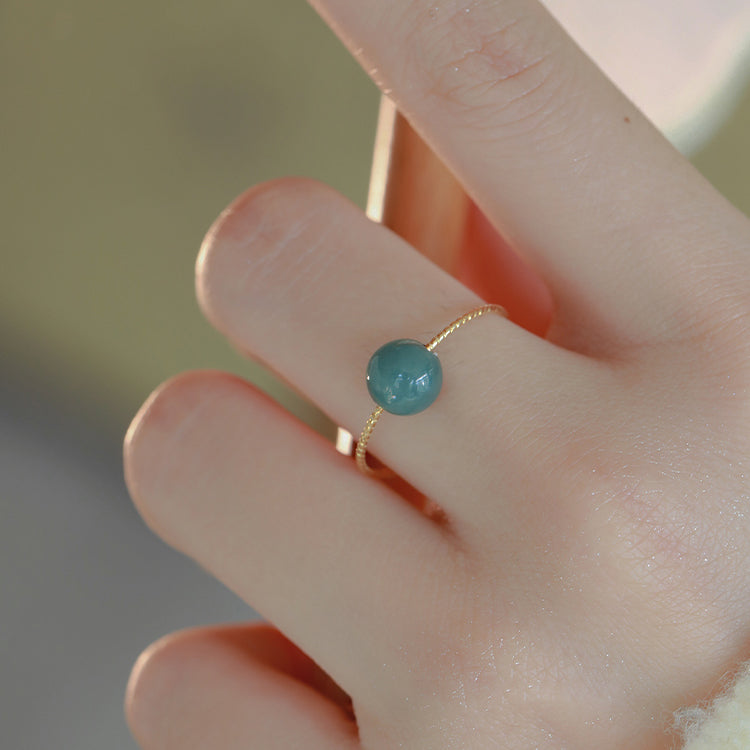 14K Rolled Gold Sapphire Emerald Ring Amber NG