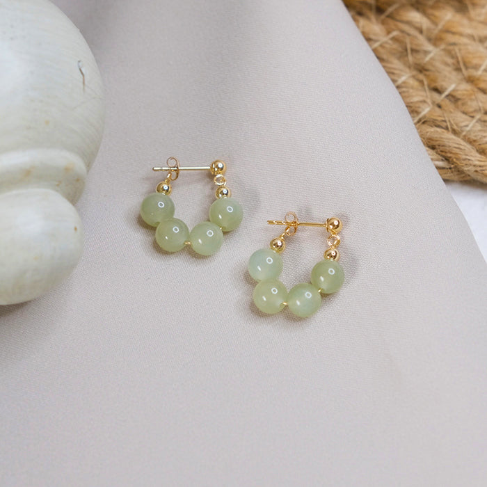 Hetian jade U-shaped earrings Amber NG