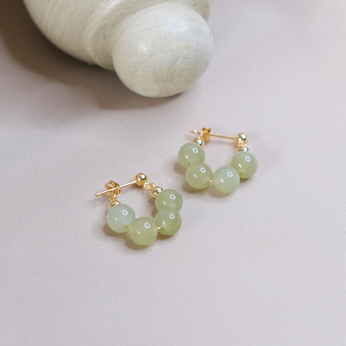 Hetian jade U-shaped earrings Amber NG