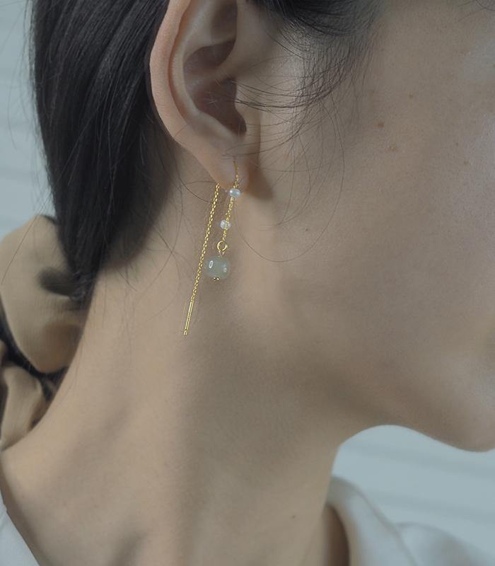 Hetian Jade Pearl Ear Line Amber NG
