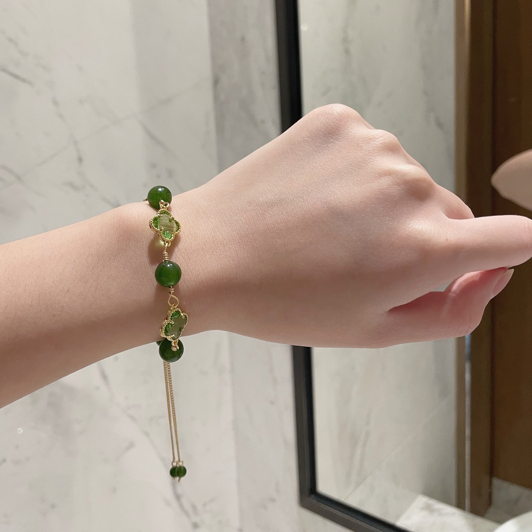 Chrysoprase Clover Bracelet Amber NG