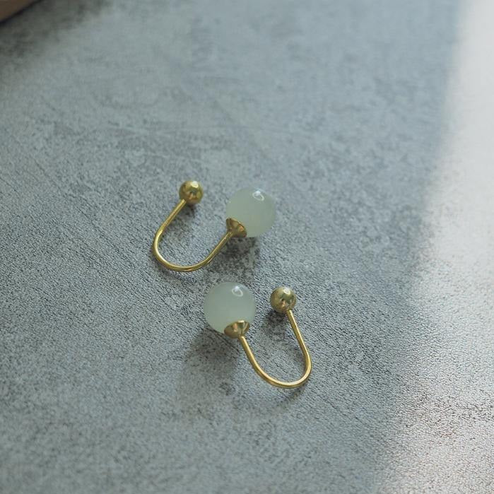 Hetian Jade Ear Hook Amber NG