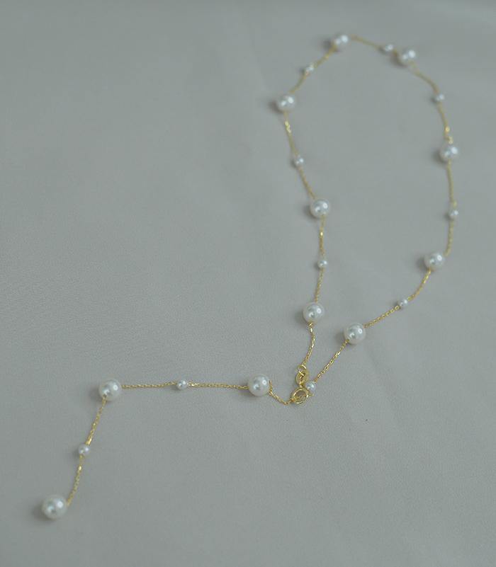 Twenty-one Pearl Gypsophila Necklace Amber NG