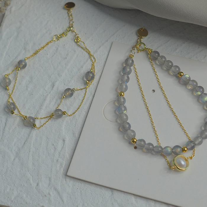 Moonstone Double Bracelet Amber NG