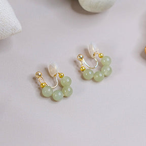 Hetian jade U-shaped earrings Amber NG