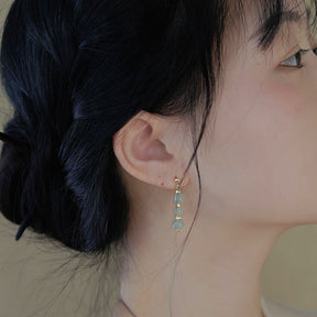 Aoyama misty rain - Hetian Jade Earrings Amber NG