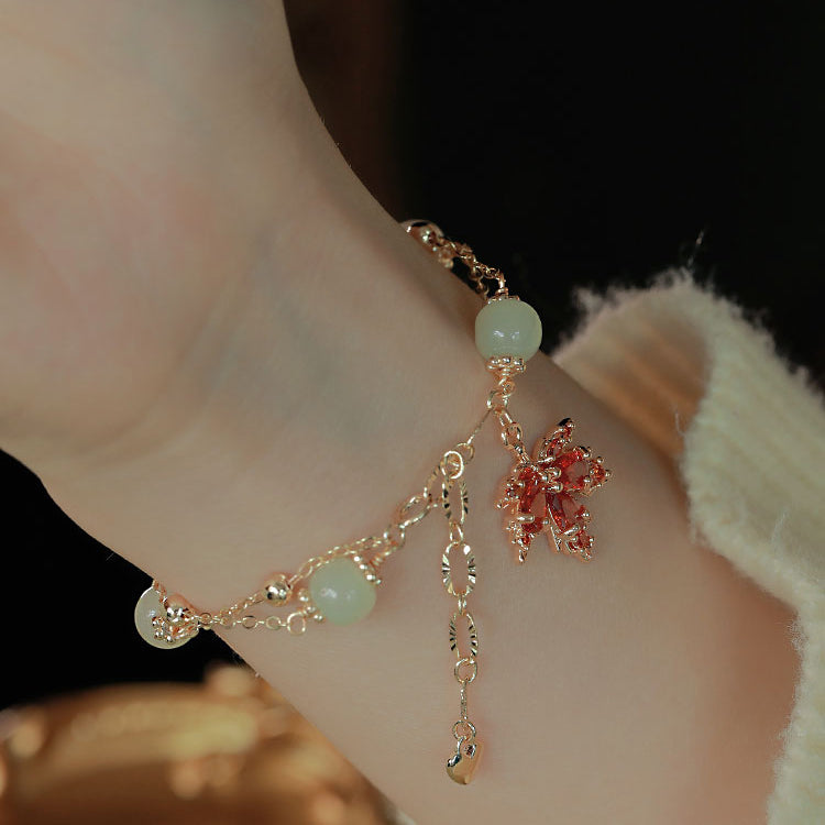 Maple Leaf & Hetian Jade Bracelets Amber NG