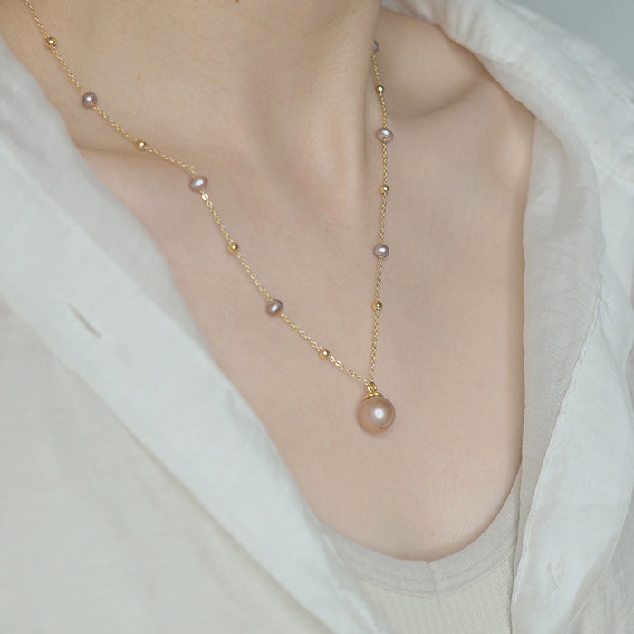 Vintage Baroque Pearl Necklace Amber NG