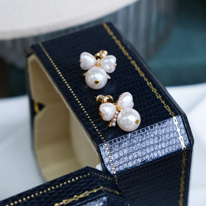 Pearl Bow Earrings Amber NG