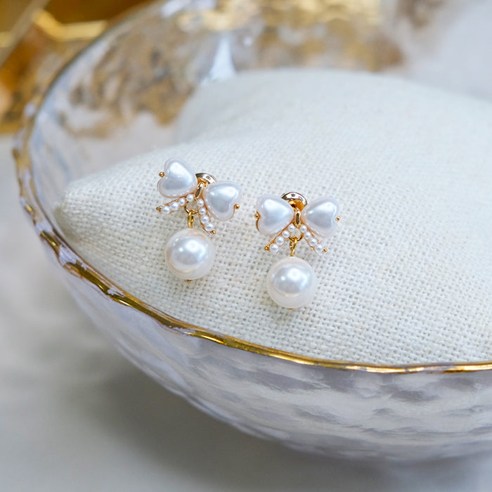 Pearl Bow Earrings Amber NG