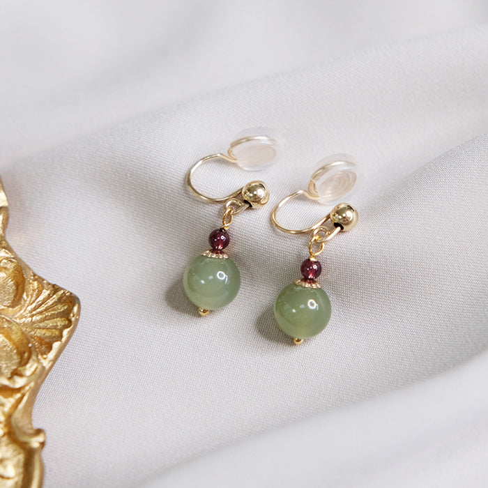 HETIAN JADE & GARNET EAR CLIP Amber NG