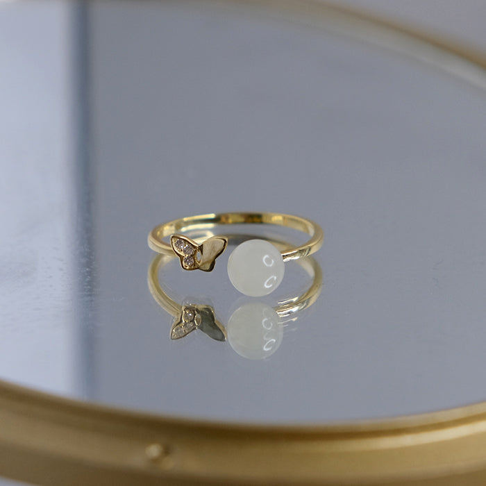 Butterfly Meets Hetian jade Rings Amber NG