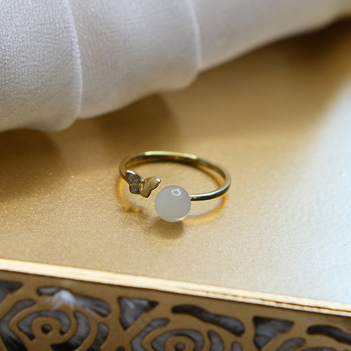 Butterfly Meets Hetian jade Rings Amber NG