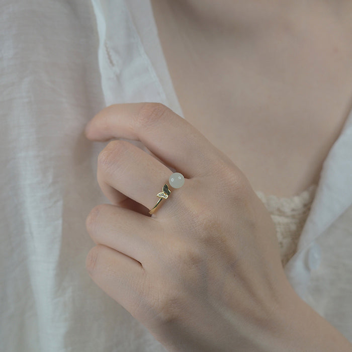 Butterfly Meets Hetian jade Rings Amber NG