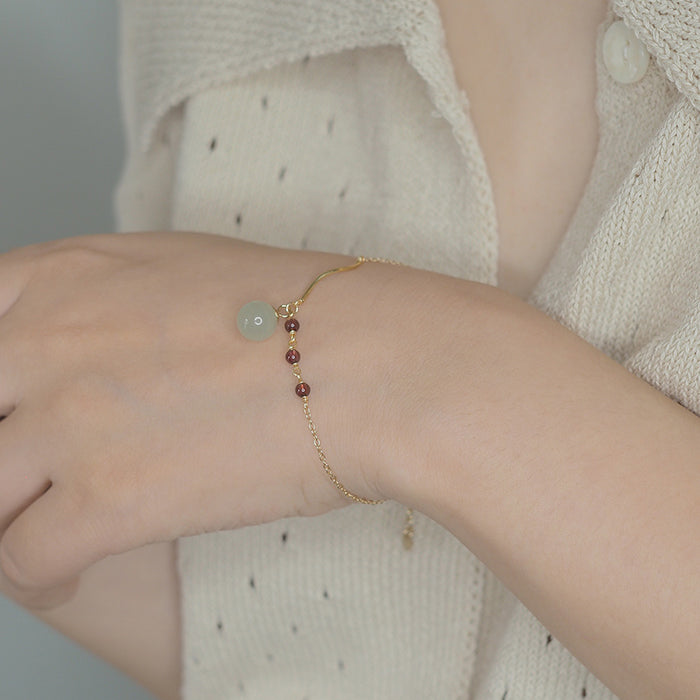 14K GF HETIAN JADE & GARNET BRACELET Amber NG