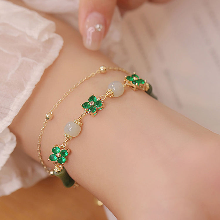 Serendipity Clover Jade Bracelet