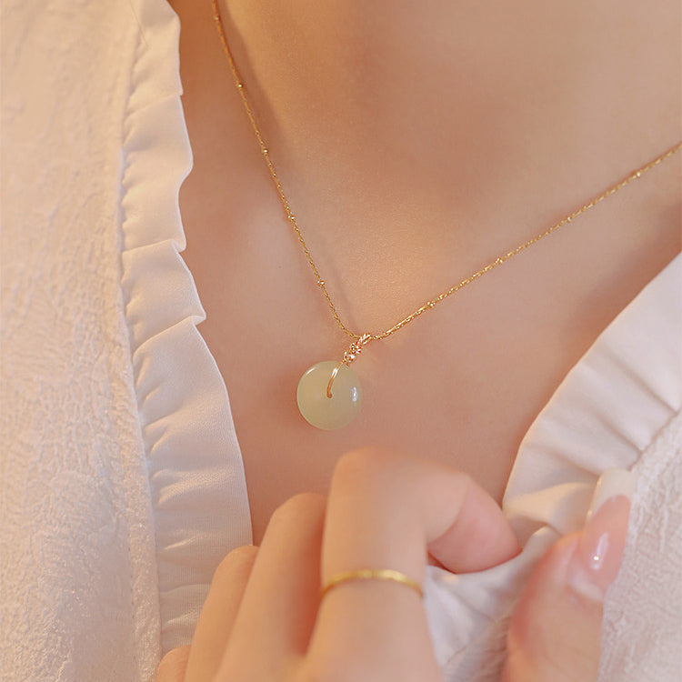 Serenity Guardian Pendant Necklace in Natural Hetian Jade