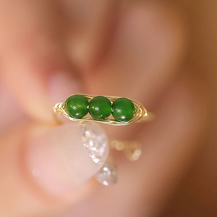 NG Fresh Pea Pod Ring | Natural Green Chrysoprase Adjustable Band