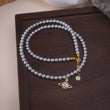 Terrestrial Planet Pendant Gray Pearl Necklace