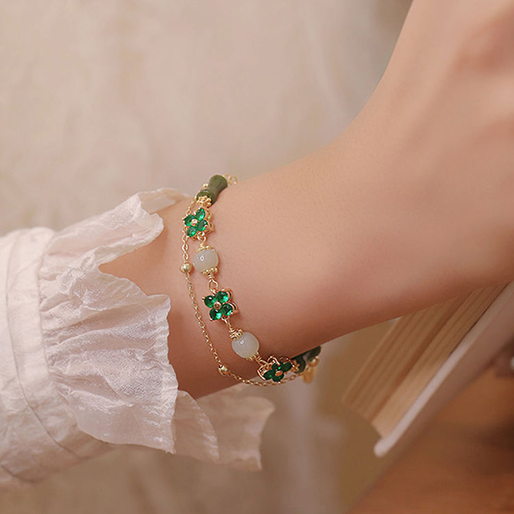 Serendipity Clover Jade Bracelet
