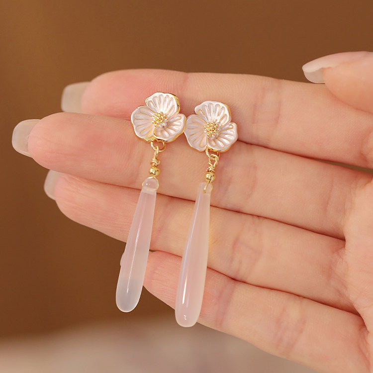 Captivating Hue Teardrop Earrings | Natural Chalcedony