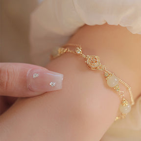 Mist Rose Hetian Jade Bracelet Amber NG