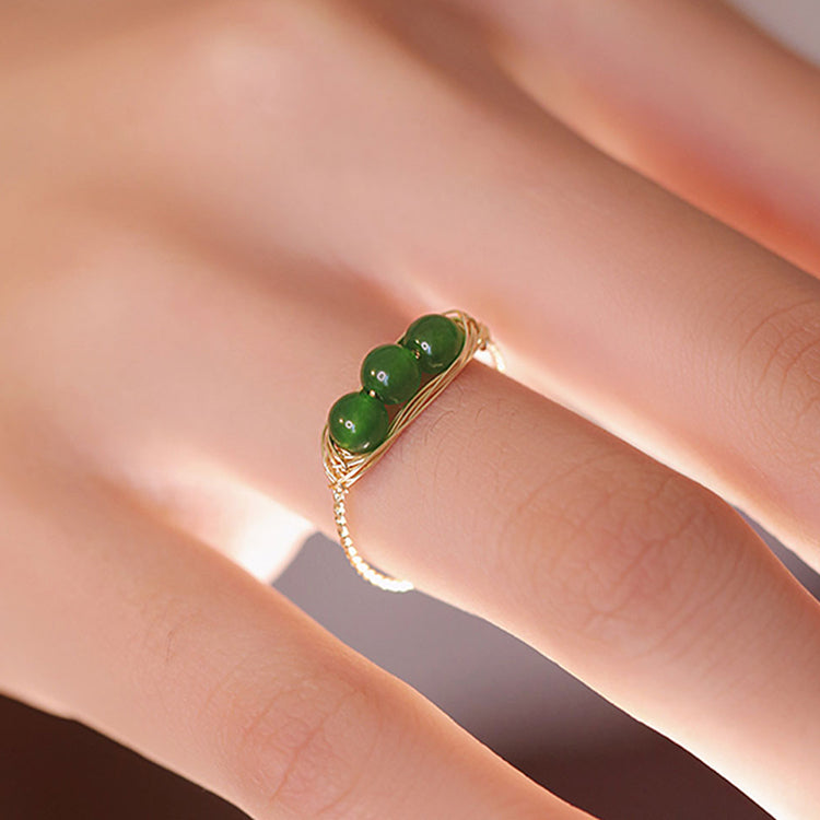 NG Fresh Pea Pod Ring | Natural Green Chrysoprase Adjustable Band