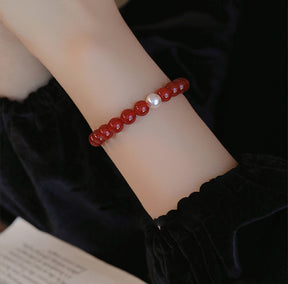 Crimson Whisper-Oriental Red Agate and Pearl Accessories