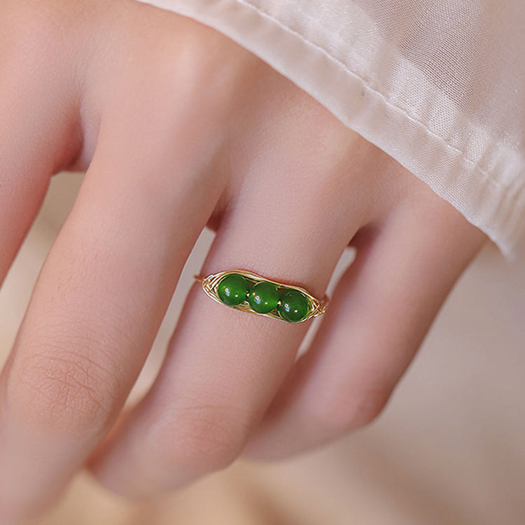 NG Fresh Pea Pod Ring | Natural Green Chrysoprase Adjustable Band