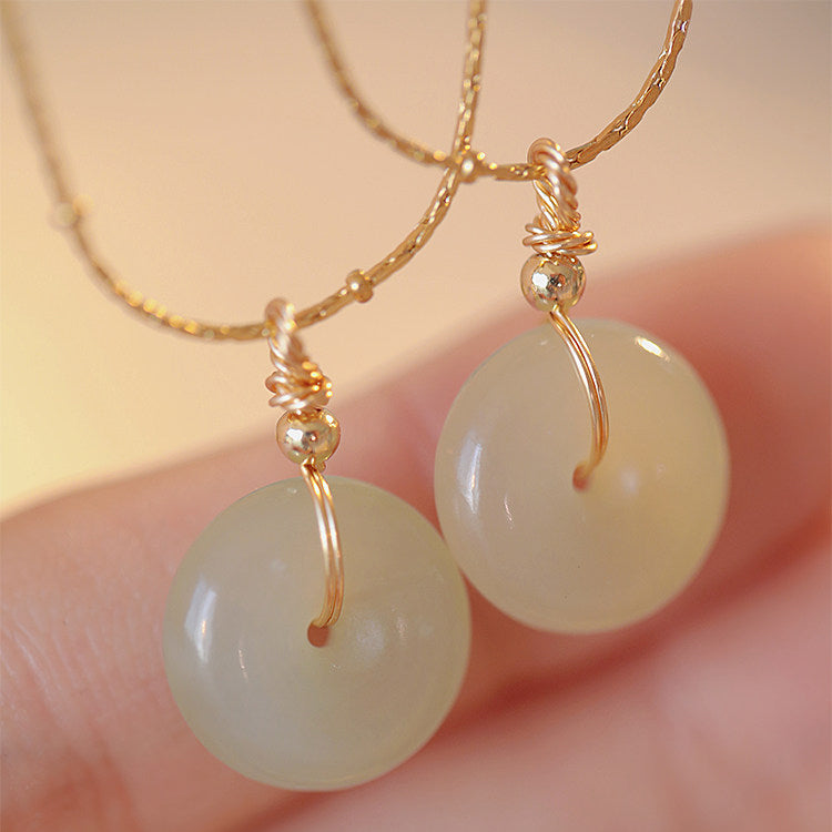 Serenity Guardian Pendant Necklace in Natural Hetian Jade