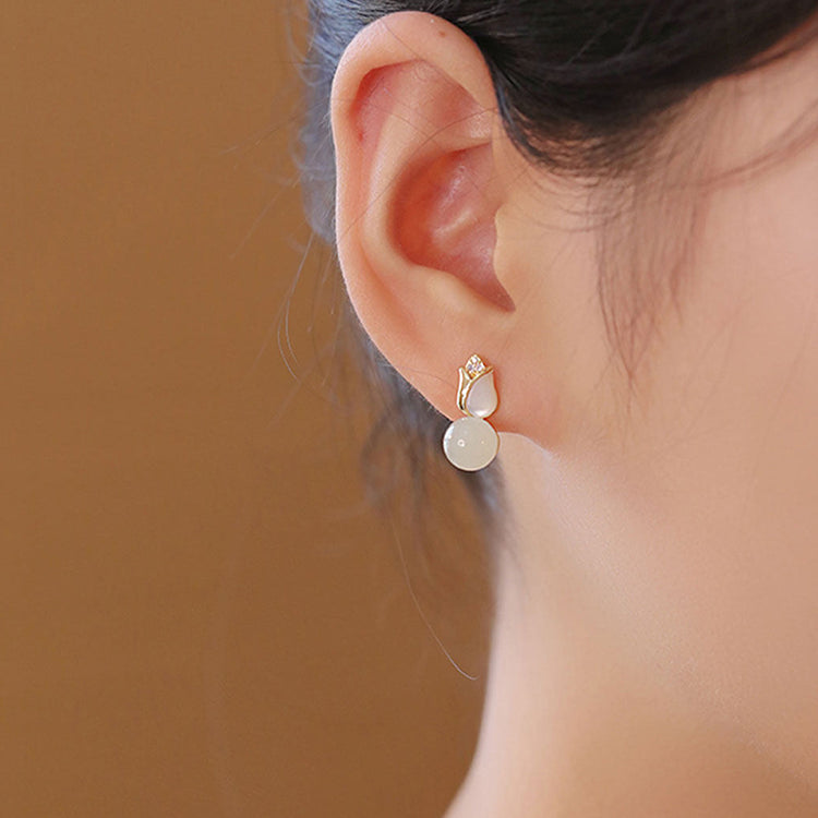 Tulip in Jade | Hetian Jade Stud Earrings