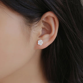 Petals of Grace - Delicate White Shell Flower Earrings