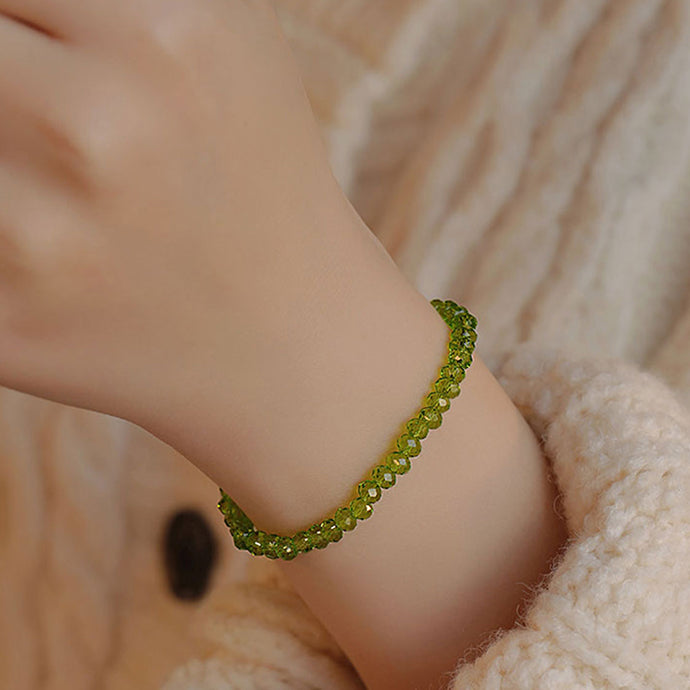 Verdant Dreams - Olive Green Liuli Bead Bracelet