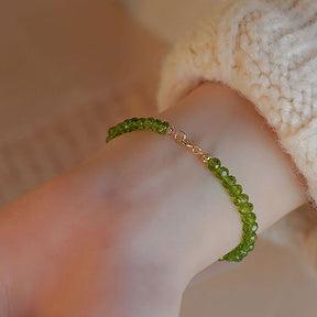 Verdant Dreams - Olive Green Liuli Bead Bracelet