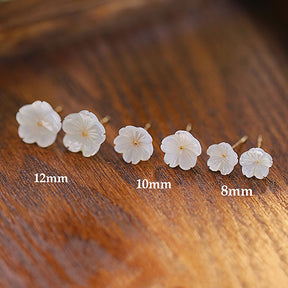 Petals of Grace - Delicate White Shell Flower Earrings