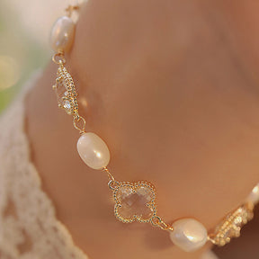 Clover's Blessing - Unique Baroque Pearl Bracelet