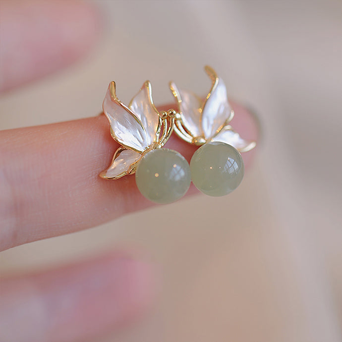 Butterfly Reverie - Exquisite Jade Butterfly Earrings